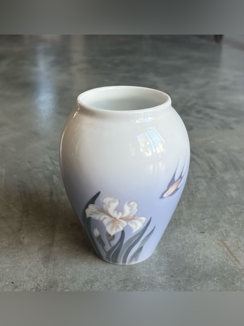 Vintage Royal Copenhagen Iris and Swallow Porcelain Bud Vase (Model 2676/271)